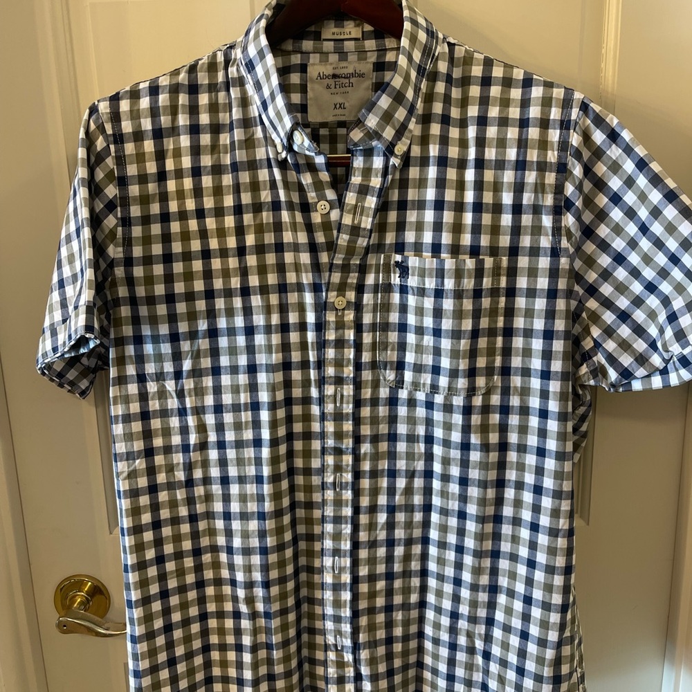 Abercrombie & Fitch Men's Blue Checkered Shirt